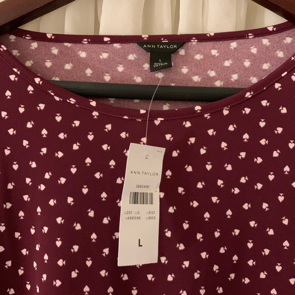 NWT Ann Taylor Red Spade Blouse - Picture 2 of 3